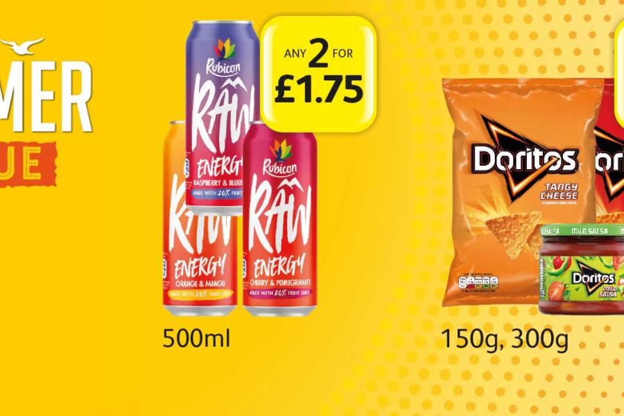 Summer Value: Rubicon Raw - Any 2 for £1.75. Doritos, Doritos dip - Any 2 for £3 at Londis - Only £10 at Londis