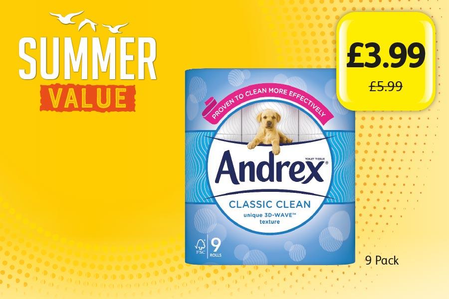 Summer Value: Andrex classic Clean, 9 Pack - Only £3.99 at Londis