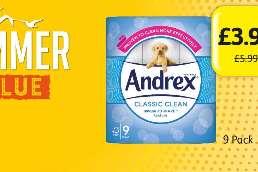 Summer Value: Andrex classic Clean, 9 Pack - Only £3.99 at Londis