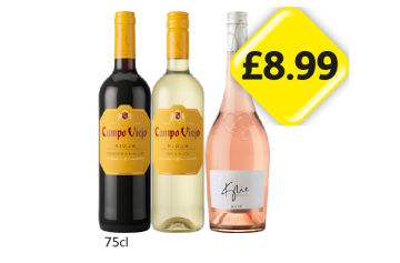 Campo Viejo Rioja Tempranillo, Blanco, Kylie Rosé - Now Only £8.99 at Londis