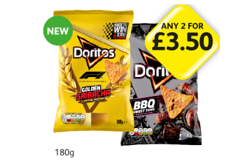 Doritos Golden Siracha, BBQ Sweet Tang - Any 2 for £3.50 at Londis