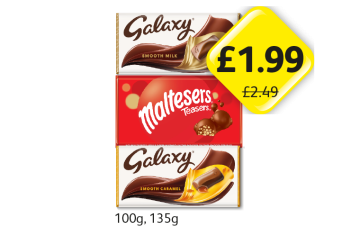 Galaxy Smooth Milk, Smooth Caramel, Maltesers Teasers - Now Only £1.99 at Londis