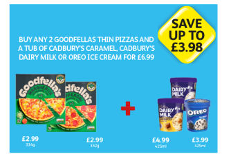 Goodfella's Margherita, Pepperoni, Cadbury Ice Cream Dairy Milk, Caramel, Oreo - Buy Any 2 Goodfellas Thin Pizzas And A Tub Of Cadbury's Caramel, Cadbury's Dairy Milk, Or Oreo Ice Cream for £6.99 at Londis