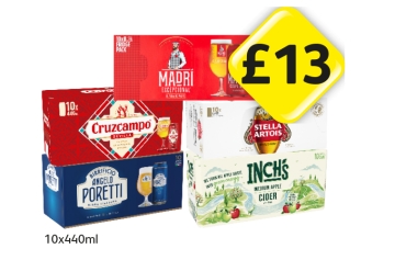 Madri, Cruzcampo, Poretti, Stella Artois, Inch's Cider - Now Only £13 at Londis
