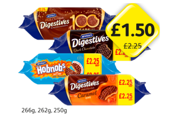 McVities Digestives Milk, Dark, Caramel, Hobnobs - Now Only £1.50 at Londis