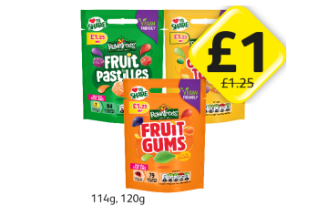 Rowntrees Fruit Pastilles, Jelly Tots, Fruit Gums - Now Only £1 at Londis
