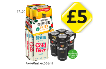 Stowford Press, Brewdog Cold Beer, Murphy's - Now Only £5 at Londis