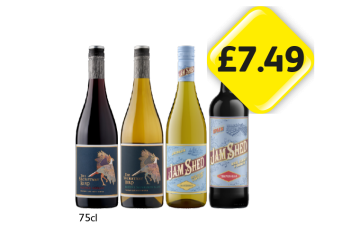 The Secretary Bird Merlot, Sauvignon Blanc, Jam Shed Chardonnay, Tempranillo - Now Only £7.49 at Londis