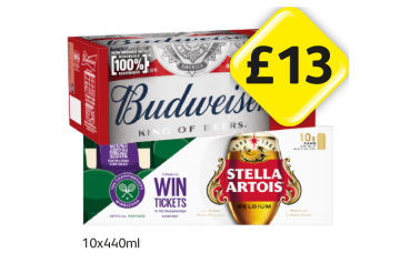 Budweiser, Stella Artois - Now Only £13 at Londis