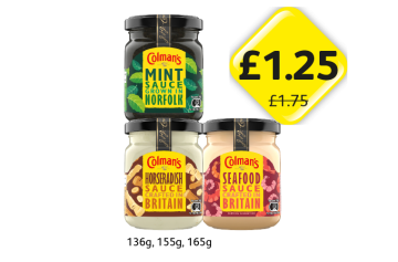Colman's Mint Sauce, Horseradish, Seafood - Now Only £1.25 at Londis