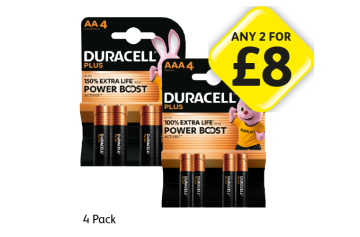 Duracell Batteries - Any 2 for £8 at Londis