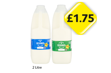 Freshways Milk Whole, Semi-Skimmed - Now Only £1.75 at Londis
