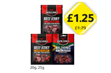 Jack Link's Beef Jerky Original, Sweet & Hot, Biltong - Now Only @1.25 at Londis