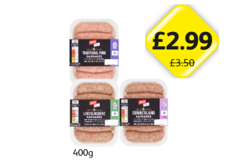 Jack's Sausages Traditional, Lincolnshire, Cumberland - Now Only £2.99 at Londis
