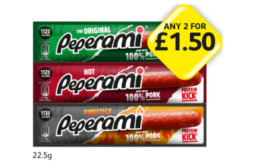 Peperami, Hot, Firestick - Any 2 for £1.50 at Londis