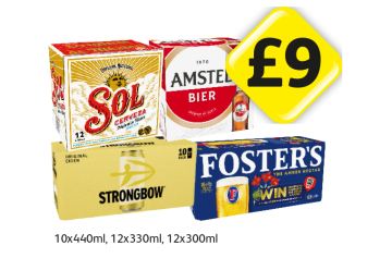 Sol Cerveza, Amstel, Strongbow, Fosters - Now Only £9 at Londis