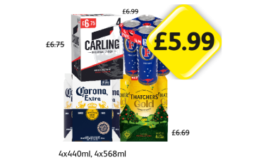 Carling, Fosters, Corona Extra, Thatchers Gold - Now Only £5.99 at Londis