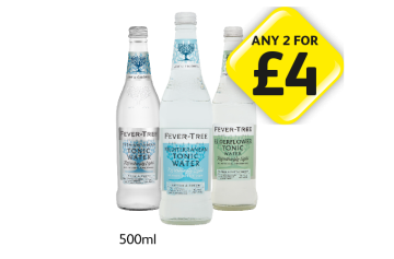 Fever-Tree Tonic Water, Mediterranean, Elderflower Tonic - Any 2 for £4 at Londis