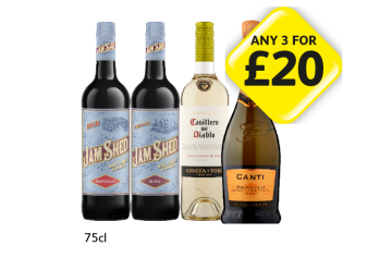 Jam Shed Tempranillo, Shiraz, Casillero Del Diablo, Canti Prosecco - Any 3 for £20 at Londis