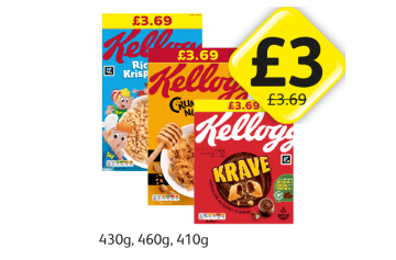 Kellogs Rice Krispies, Crunchy Nut, Krave - Now Only £3 at Londis