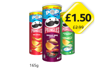 Pringles Original, Texas BBQ Sauce, Sour Cream & Onion - Now Only £1.50 at Londis