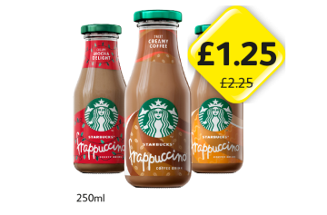 Starbucks Frappucino Creamy Coffee, Mocha Delight, Caramel - Now Only £1.25 at Londis