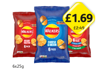 Walkers Classic Pack, Ready Salted, Cheese & Onion - Now Only £1.69 at Londis