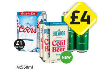 Coors, Brewdog Cold Brew, Carlsberg - Now Only £4 at Londis