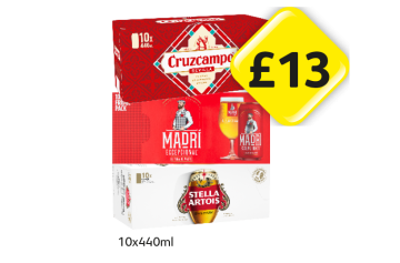 Cruzcampo, Madri, Stella Artois - Now Only £13 at Londis