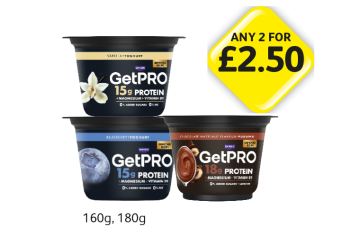 GetPro Protein Yoghurt Vanilla, Blueberry, Chocolate - Any 2 for £2.50 at Londis