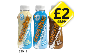 Grenade Protein Shake White Chocolate, Cookies & Cream, Fudge Brownie - Now Only £2 at Londis