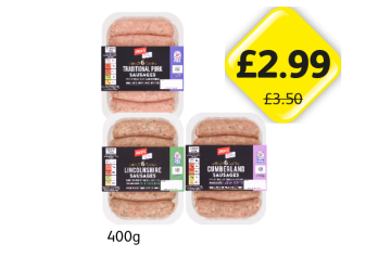 Jack's Sausages Traditional, Lincolnshire, Cumberland - Now Only £2.99 at Londis