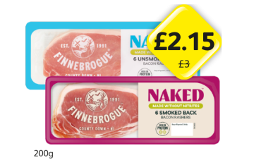Naked Bacon Smoked, Unsmoked - Now Only £2.15 at Londis