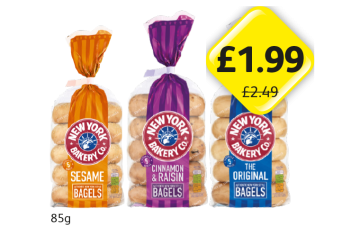 New York Bakery Original, Sesame, Cinnamon & Raisin - Now Only £1.99 at Londis
