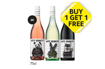 Not Guilty Zero Alcohol Rosé, Pinot Grigio, Red Blend - Buy 1 Get 1 FREE at Londis