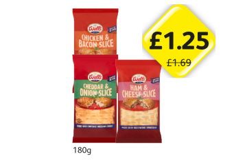 Walls Chicken & Bacon Slice, Cheddar & Onion Slice, Ham & Cheese Slice - Now Only £1.25 at Londis
