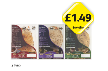 Clay Oven Naan Breads Spicy, Plain, Garlic & Coriannder - Now Only £1.49 at Londis