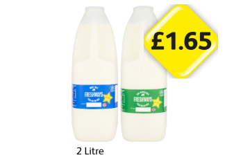 Freshways Milk Whole, Semi-Skimmed - Now Only £1.65 at Londis