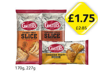 Ginsters Chicken Tikka Slice, Peppered Slice, Cornish Pasty - Now Only £1.75 at Londis