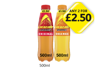 Lucozade Original, Orange - Any 2 for £2.50 at Londis