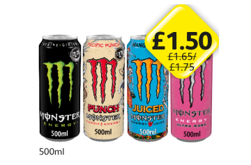 Monster Original, Punch, Juiced, Ultra Rosa - Now Only £1.50 at Londis