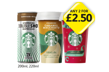 Starbucks Doubleshot, Caramel Macchiato, Caffe Latte - Any 2 for £2.50 at Londis