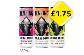 Tenzing Raspberry & Yuzu, Peach & Honey Melon, Apple & Passionfruit - Now Only £1.75 at Londis