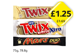 Twix Xtra, White, Mars Duo - Now Only £1.25 at Londis