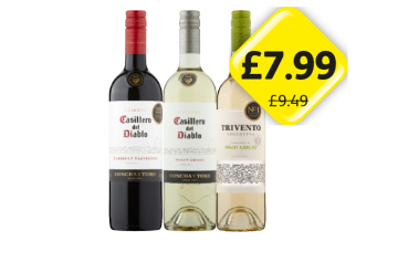 Casillero del Diablo Cabernert Sauvignon, Pinot Grigio, Trivento Pinot Grigio - Now Only £7.99 at Londis
