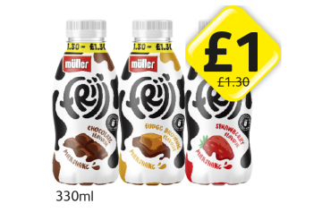 Frijj Milkshake Chocolate, Fudge Brownie, Strawberry - Now Only £1 each at Londis
