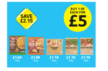 Jack's Crinkle Cut Chips, Hash Browns, Cauliflower Florets, Sliced Green Beans, Mixed Vegetables - Buy 1 Of Each For £5 at Londis