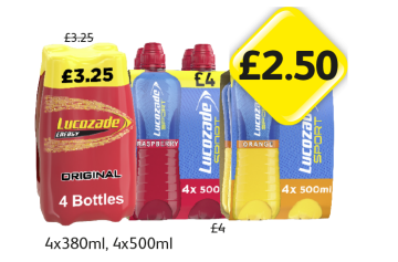 Lucozade Original, Sport Raspberry, Orange - Now Only £2.50 at Londis