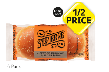 St Pierre Seeded Brioche Burger Buns - Now Half Price Only £1.49 at Londis