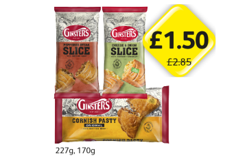 Ginsters Peppered Slice, Cheese & Onion, Cornish Pasty - Now Only £1.50 at Londis